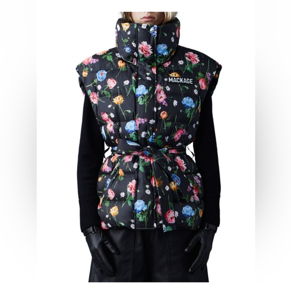 Mackage Jackets & Blazers - Mackage Zerina Floral Puffer Vest - Black with Multicolor Flowers - sz Large